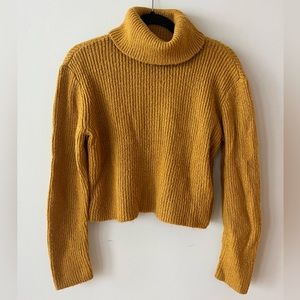 DYNAMITE - Mustard Yellow Cropped Knit Turtleneck Sweater
